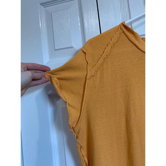 Free People We the Free Orange Oversized Slub Tee XS - Picture 2 of 7